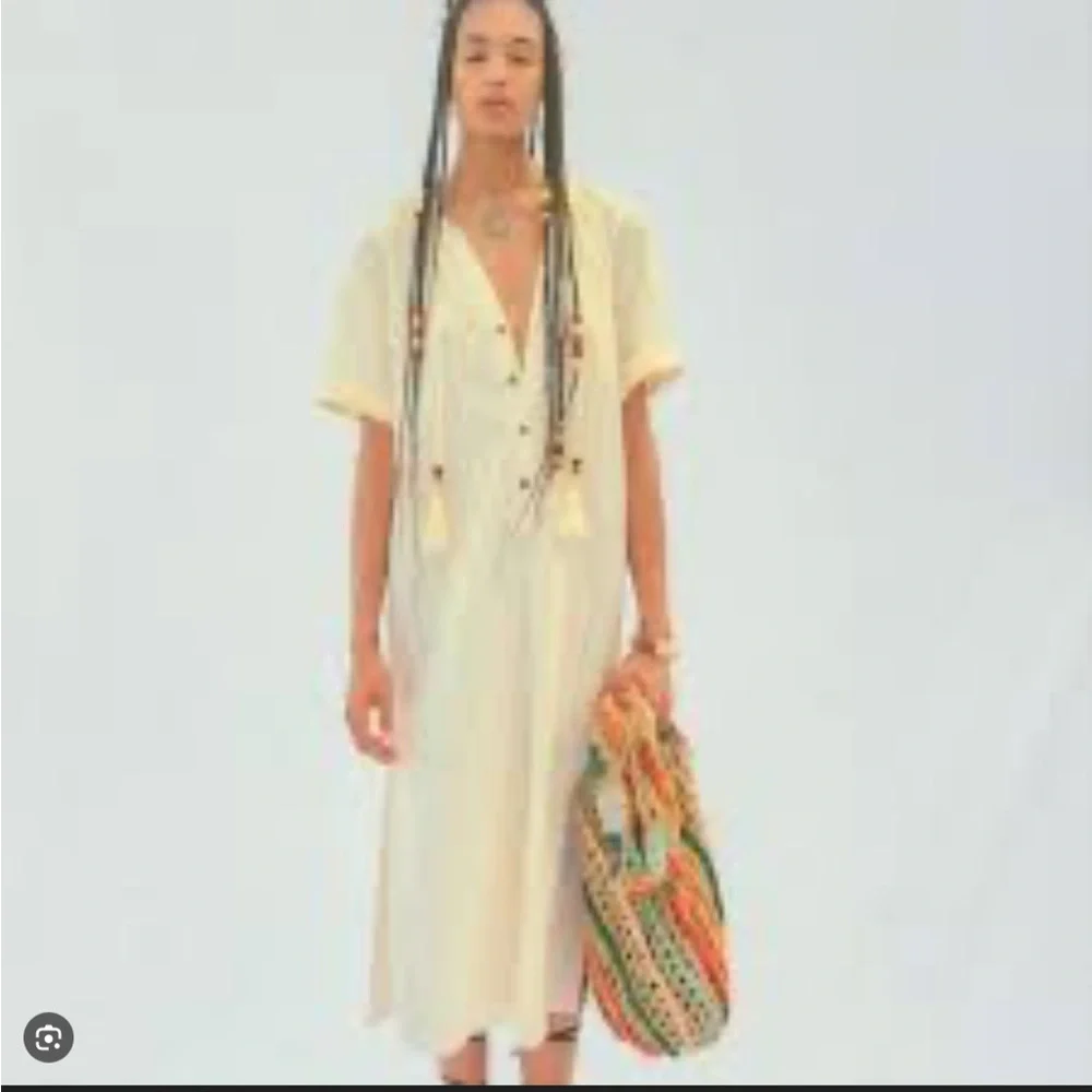 Zara Cream Buttoned Midi Sundress